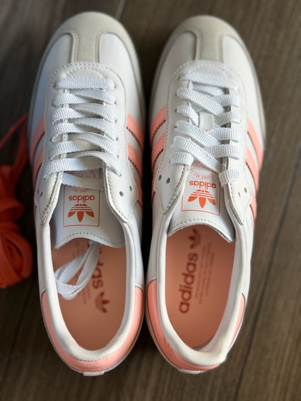 Adidas OG Samba White & Orange & Coral Sneaker Women’s 7.5 - Picture 7 of 10
